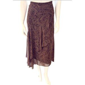 Maxi Skirt Tiered Forest Fairy Boho Chic  Paisley Print Layered